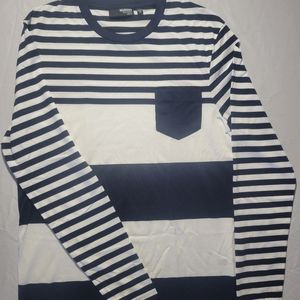 Murano Liquid Luxury Striped Shirt Navy White Men's Size M